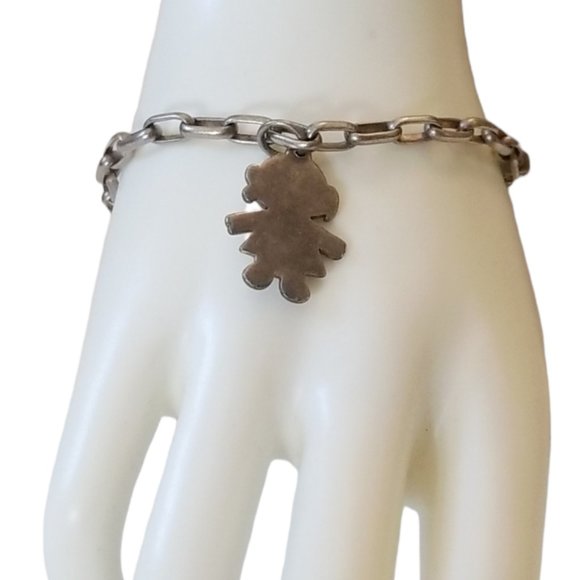 Vintage TANE Mexico .925 Girl Charm Silver Link Bracelet | Rare Designer Piece - Picture 1 of 7